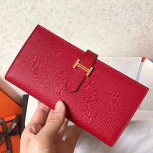 Fausse Portefeuille Hermès Bearn Rouge Epsom