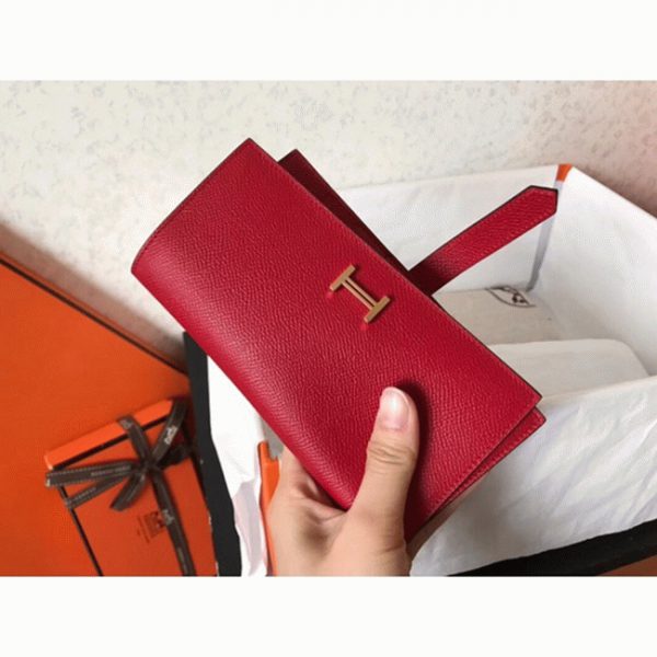 Fausse Portefeuille Hermès Bearn Rouge Epsom – Image 3