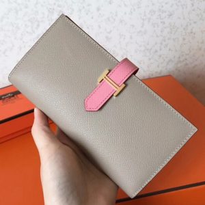 Contrefaçon Portefeuille Hermès Bearn Gris/Rose Epsom