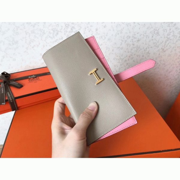 Contrefaçon Portefeuille Hermès Bearn Gris/Rose Epsom – Image 2