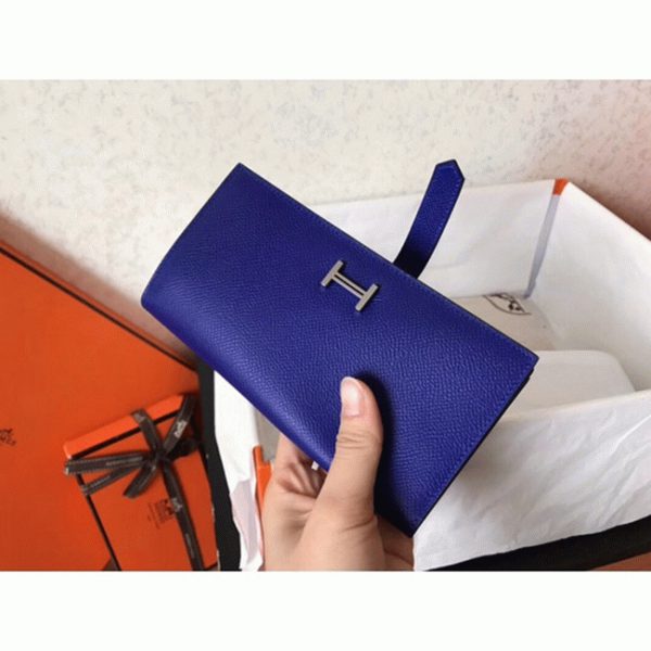 Fausse Portefeuille Hermès Bearn Bleu électrique Epsom – Image 7