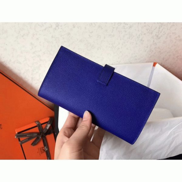 Fausse Portefeuille Hermès Bearn Bleu électrique Epsom – Image 6