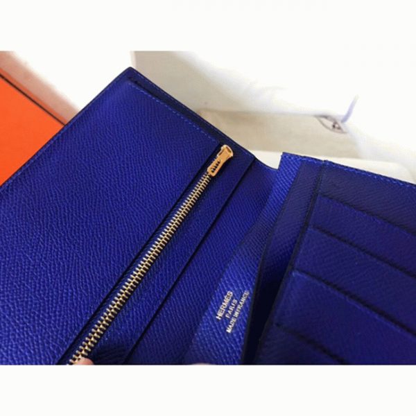 Fausse Portefeuille Hermès Bearn Bleu électrique Epsom – Image 5