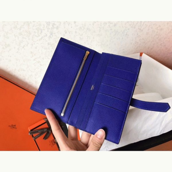 Fausse Portefeuille Hermès Bearn Bleu électrique Epsom – Image 4