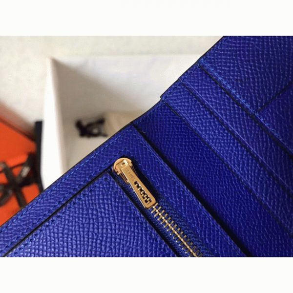 Fausse Portefeuille Hermès Bearn Bleu électrique Epsom – Image 2