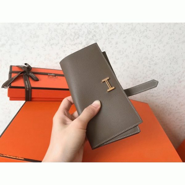 Fausse Portefeuille Hermès Bearn Taupe Epsom – Image 6