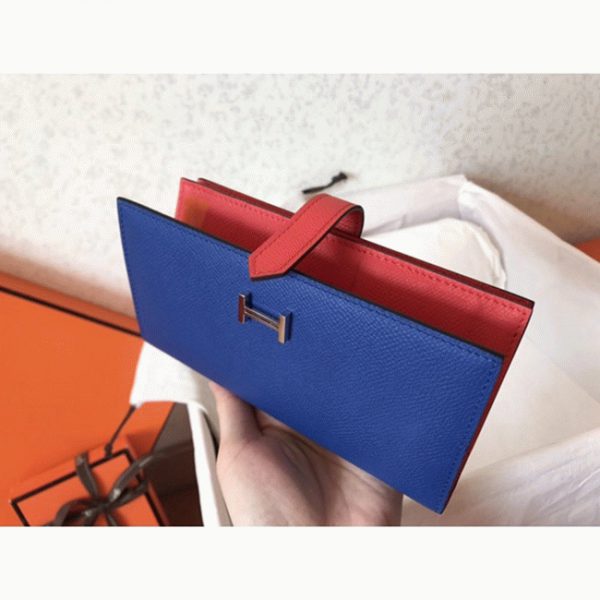 Imitation Portefeuille Hermès Bearn Bleu électrique/Piment Epsom – Image 6