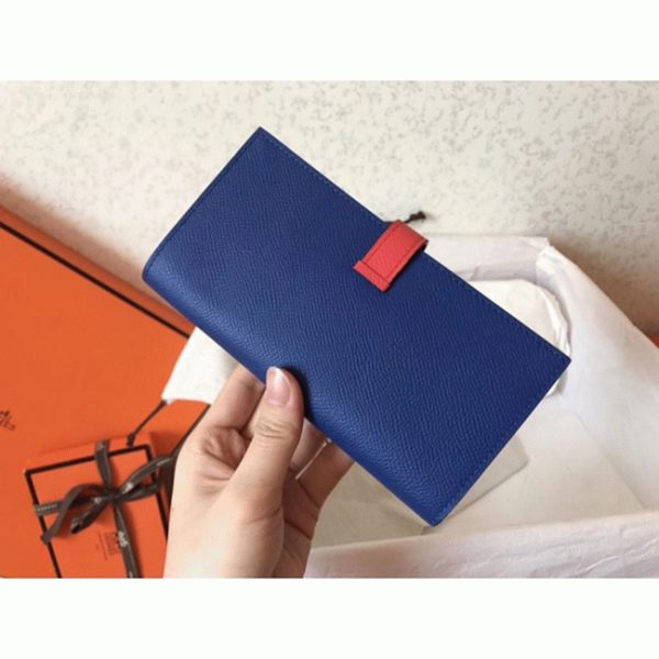 Imitation Portefeuille Hermès Bearn Bleu électrique/Piment Epsom – Image 5