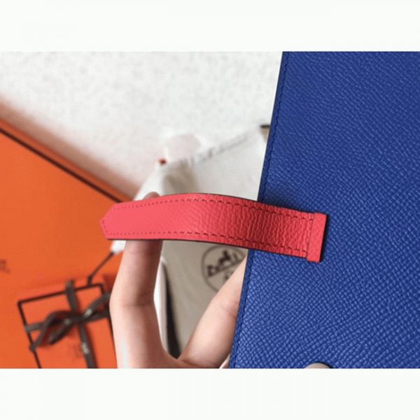 Imitation Portefeuille Hermès Bearn Bleu électrique/Piment Epsom – Image 4