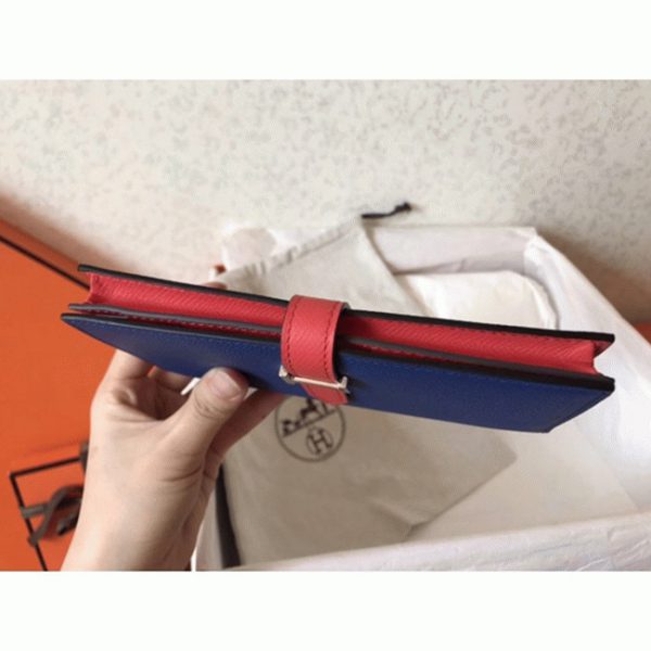 Imitation Portefeuille Hermès Bearn Bleu électrique/Piment Epsom – Image 2
