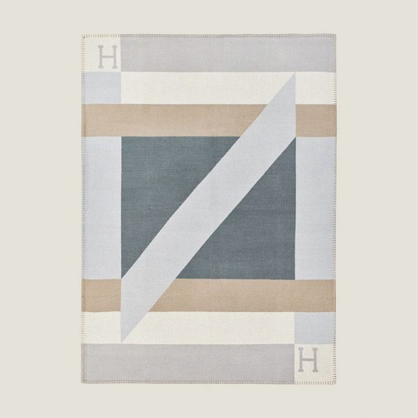 Fausse Couverture H Drapeau Hermès Acier et Perle Cachemire – Image 10