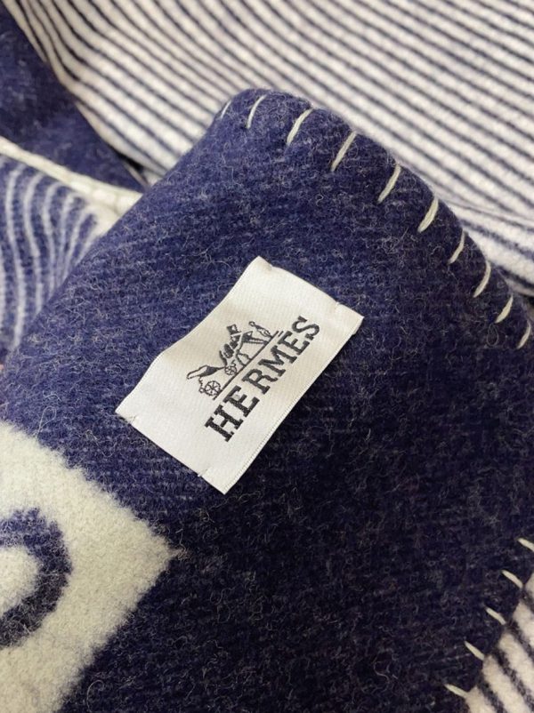 Fausse Couverture H Riviera Hermès Marine Laine et Cachemire – Image 4