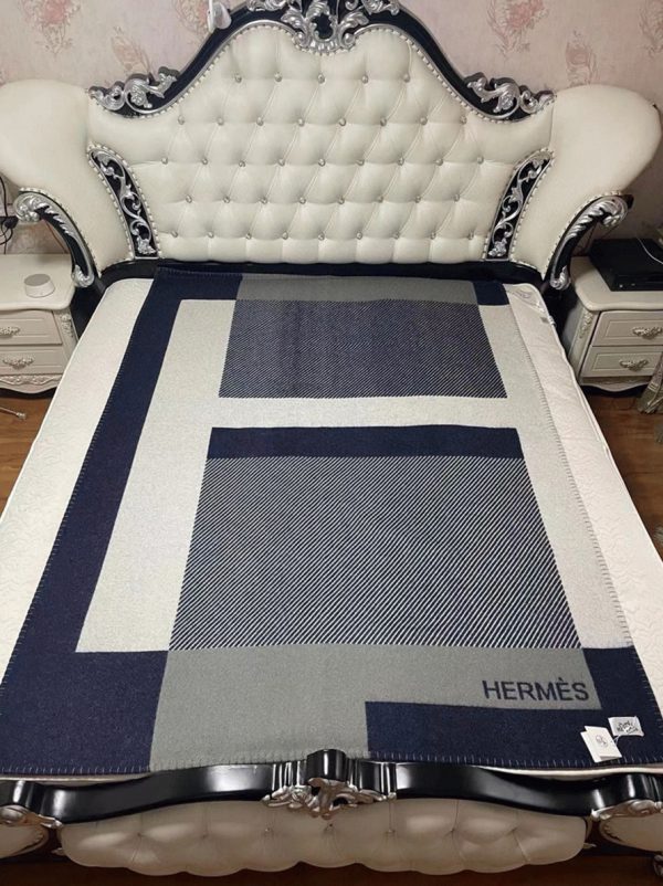 Fausse Couverture H Riviera Hermès Marine Laine et Cachemire – Image 7