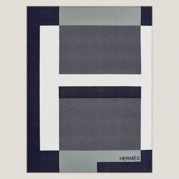 Fausse Couverture H Riviera Hermès Marine Laine et Cachemire – Image 9
