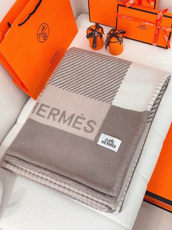 Meilleure Réplique Couverture H Riviera Hermès Beige Laine et Cachemire – Image 5