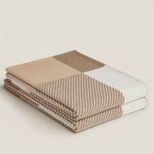 Meilleure Réplique Couverture H Riviera Hermès Beige Laine et Cachemire