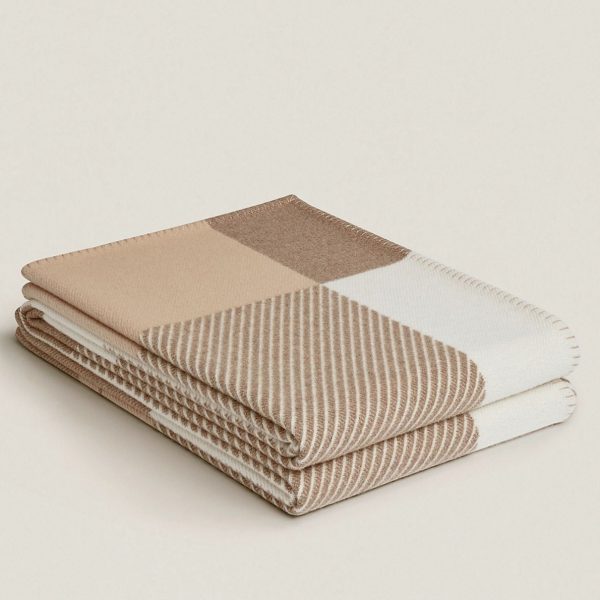 Meilleure Réplique Couverture H Riviera Hermès Beige Laine et Cachemire