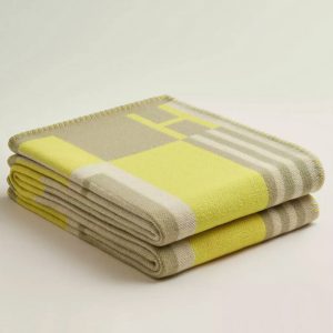 Top Réplique Couverture Ithaque Hermès Tilleul Laine et Cachemire