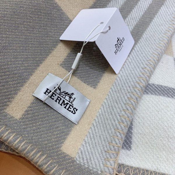 Fausse Couverture Ithaque Hermès Grise Laine et Cachemire – Image 7