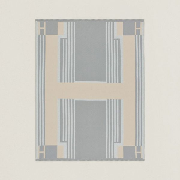 Fausse Couverture Ithaque Hermès Grise Laine et Cachemire – Image 9