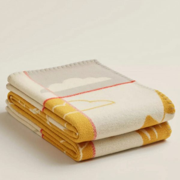 Réplique Couverture Avalon Epopée Hermès Jaune Laine et Cachemire