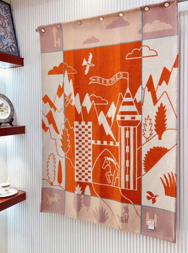 Fausse Couverture Avalon Epopée Hermès Mandarine Laine et Cachemire – Image 2
