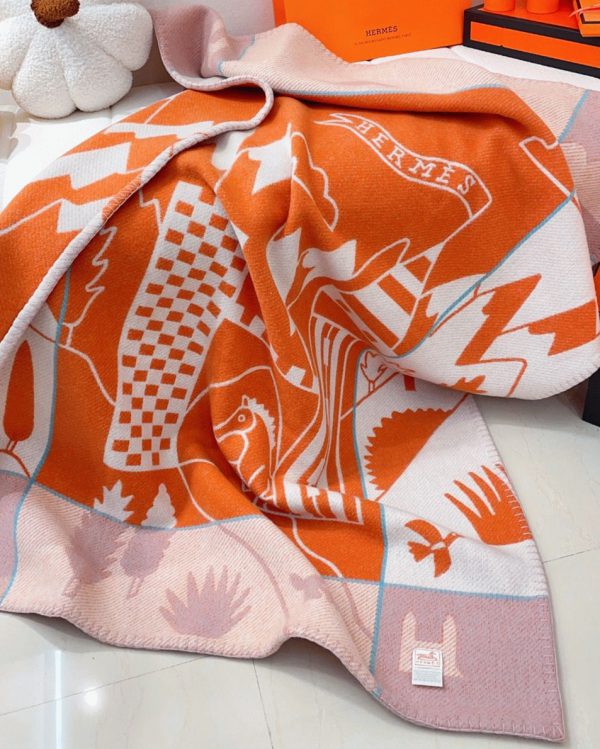 Fausse Couverture Avalon Epopée Hermès Mandarine Laine et Cachemire – Image 3