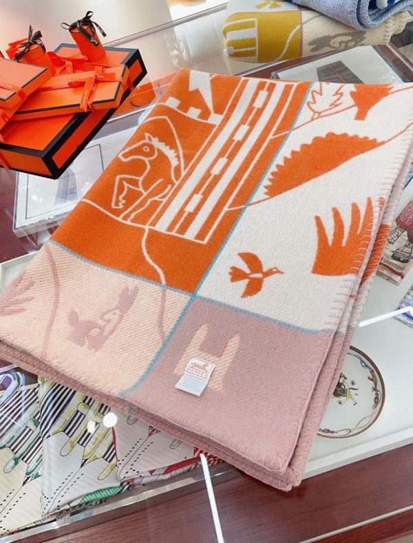 Fausse Couverture Avalon Epopée Hermès Mandarine Laine et Cachemire – Image 5