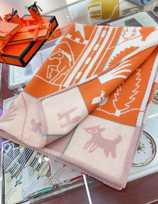 Fausse Couverture Avalon Epopée Hermès Mandarine Laine et Cachemire – Image 6