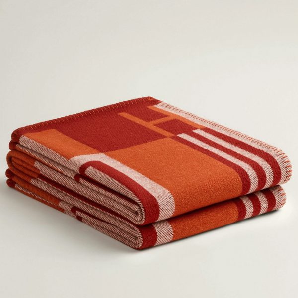 Fausse Couverture Ithaque Hermès Cuivre Laine et Cachemire