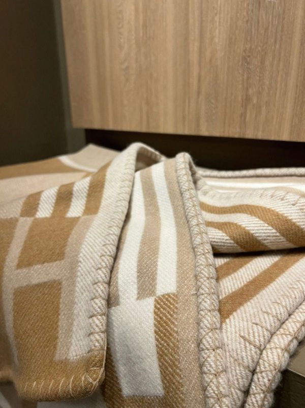 Fausse Couverture Ithaque Hermès Beige Laine et Cachemire – Image 6