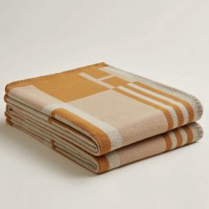 Fausse Couverture Ithaque Hermès Beige Laine et Cachemire