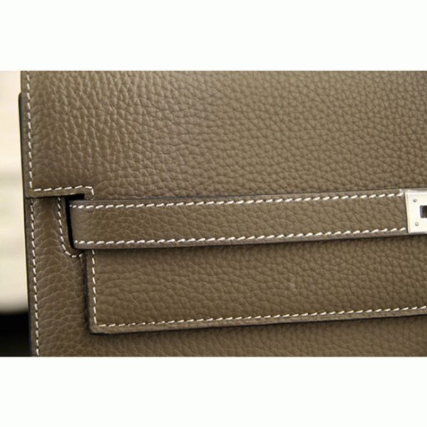 Fausse Sac Hermès Kelly Depeche 38cm Porte-documents Gris Cuir de Veau – Image 4