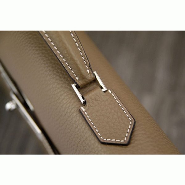 Fausse Sac Hermès Kelly Depeche 38cm Porte-documents Gris Cuir de Veau – Image 3