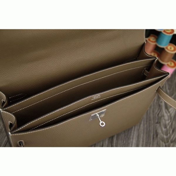 Fausse Sac Hermès Kelly Depeche 38cm Porte-documents Gris Cuir de Veau – Image 2