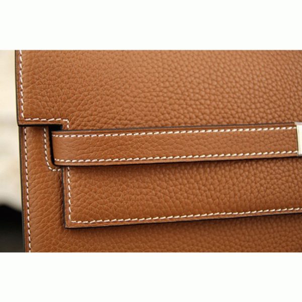 Fausse Sac Hermès Kelly Depeche 38cm Porte-documents Marron Cuir de Veau – Image 6