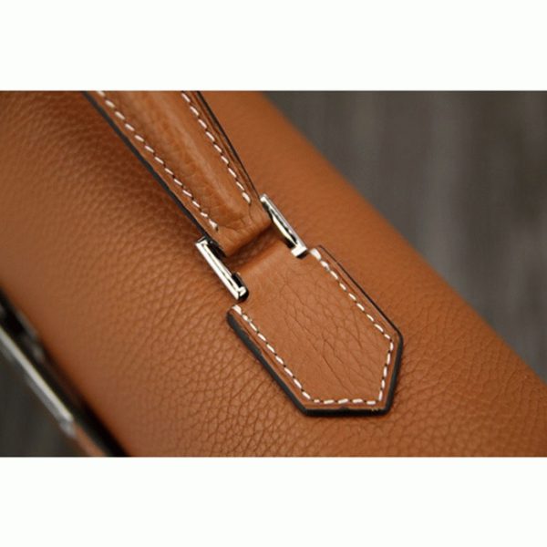 Fausse Sac Hermès Kelly Depeche 38cm Porte-documents Marron Cuir de Veau – Image 5