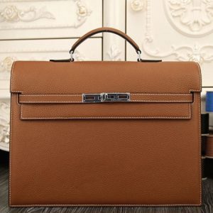 Fausse Sac Hermès Kelly Depeche 38cm Porte-documents Marron Cuir de Veau