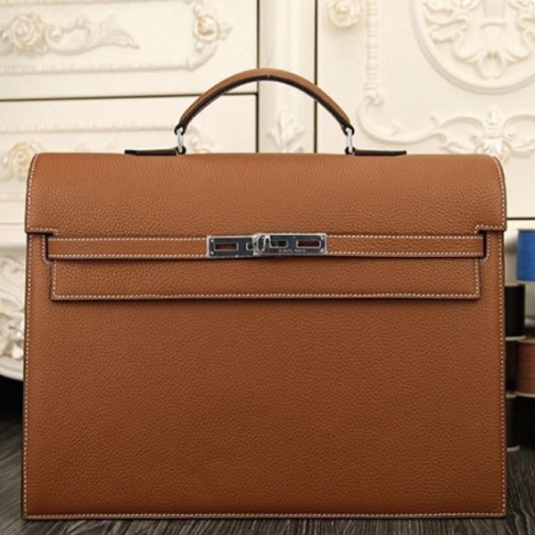 Fausse Sac Hermès Kelly Depeche 38cm Porte-documents Marron Cuir de Veau