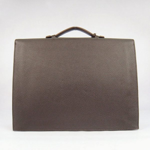 Contrefaçon Sacoche Hermès Sac A Depeches 38cm Chocolat en Cuir de Veau – Image 8