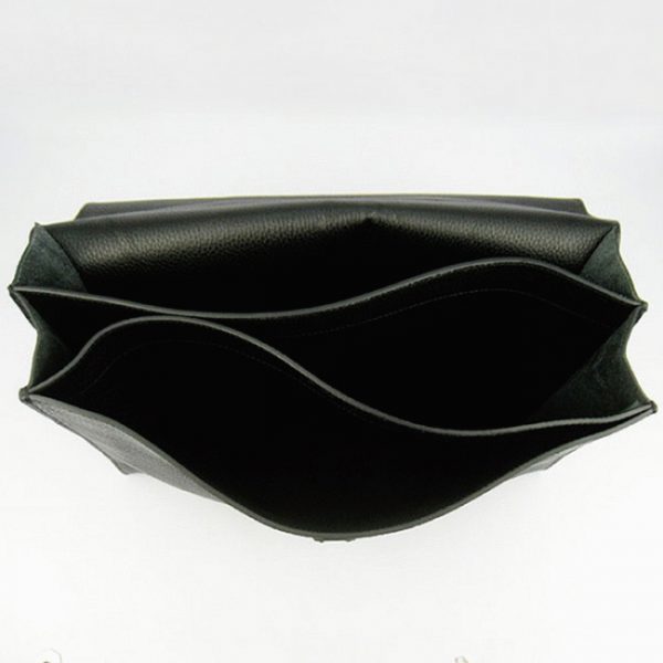 Réplique Sacoche Hermès Sac A Depeches 38cm Noire en Cuir de Veau – Image 5