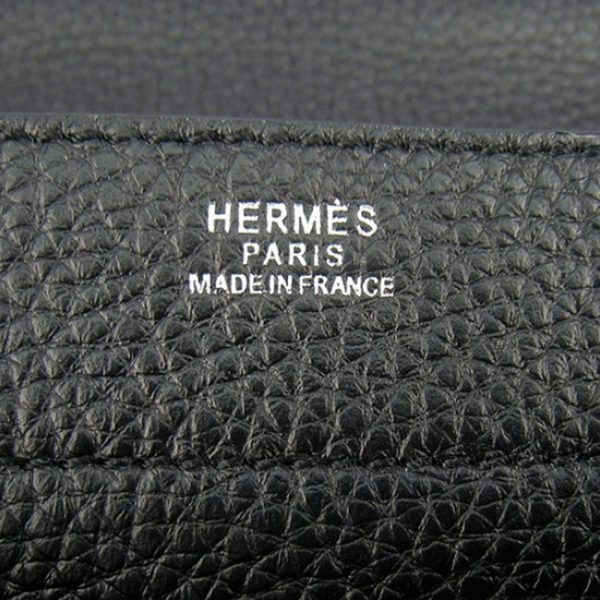 Réplique Sacoche Hermès Sac A Depeches 38cm Noire en Cuir de Veau – Image 3