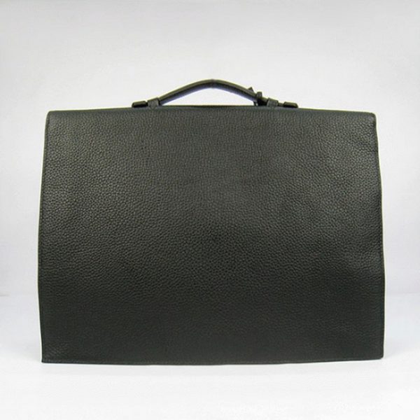 Réplique Sacoche Hermès Sac A Depeches 38cm Noire en Cuir de Veau – Image 2