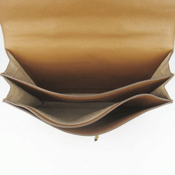 Fausse Sacoche Hermès Sac A Depeches 38cm Marron en Cuir de Veau – Image 6