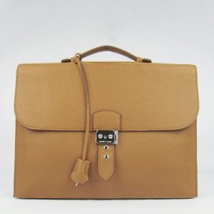 Fausse Sacoche Hermès Sac A Depeches 38cm Marron en Cuir de Veau