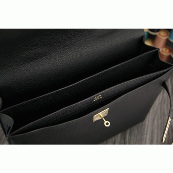 Réplique Top Sac Hermès Kelly Depeche 38cm Porte-documents Noir Cuir de Veau – Image 7