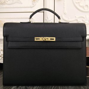 Réplique Top Sac Hermès Kelly Depeche 38cm Porte-documents Noir Cuir de Veau