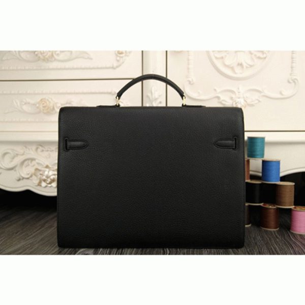 Réplique Top Sac Hermès Kelly Depeche 38cm Porte-documents Noir Cuir de Veau – Image 4