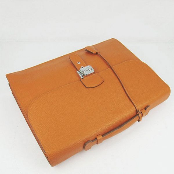 Sacoche Hermès Sac A Depeches 38CM Contrefa?on Orange – Image 6