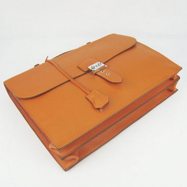 Sacoche Hermès Sac A Depeches 38CM Contrefa?on Orange – Image 2